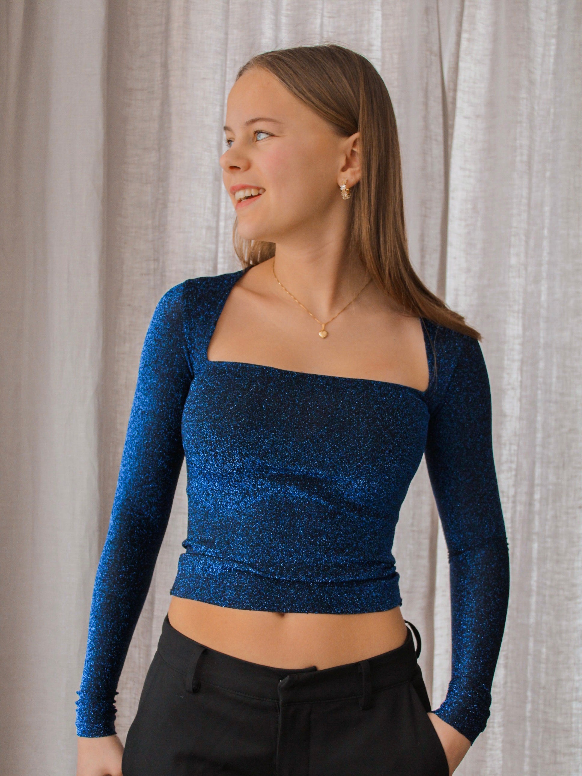 Blue hotsell glitter tops